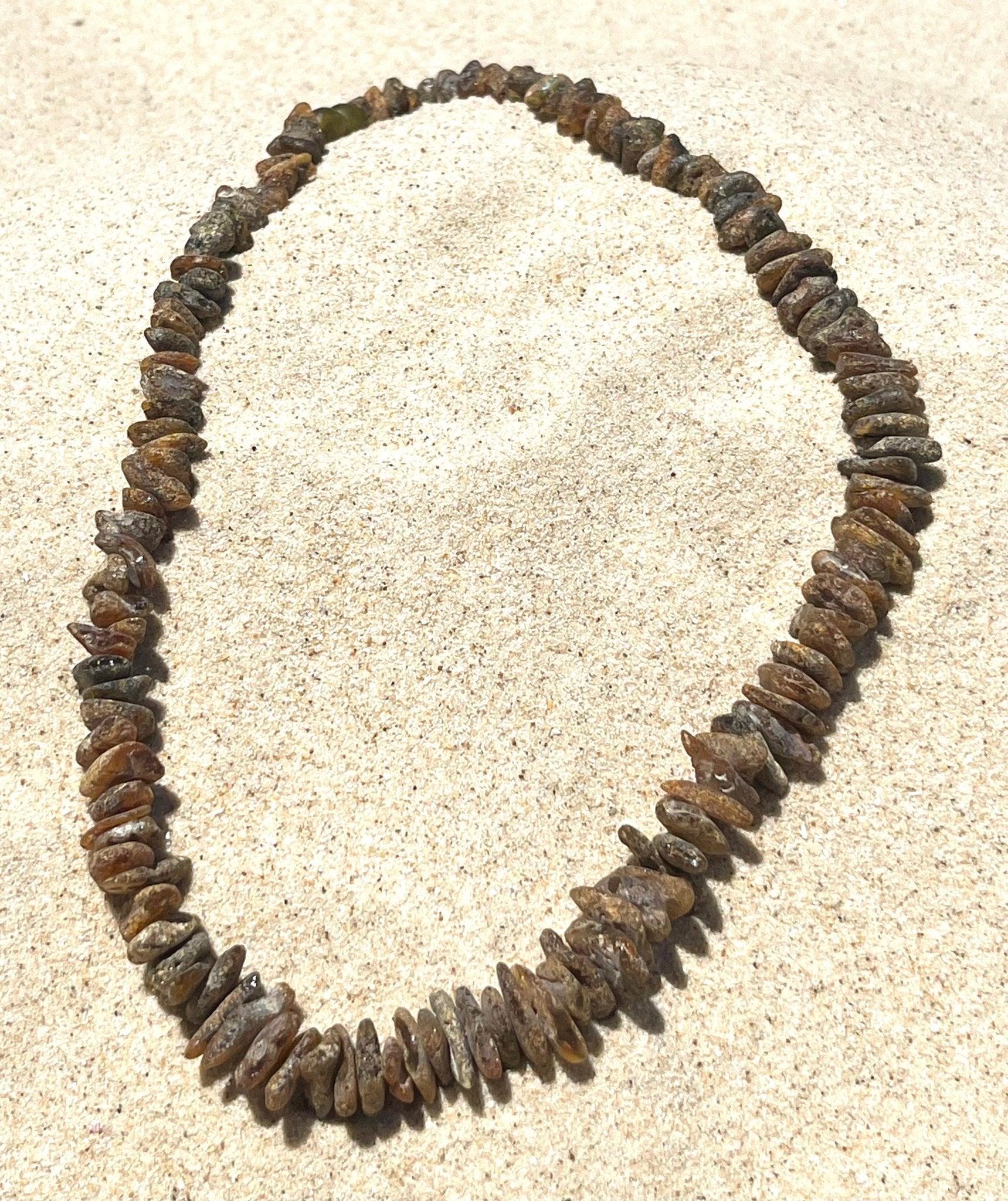 Raw Amber Healing Necklace - Grey