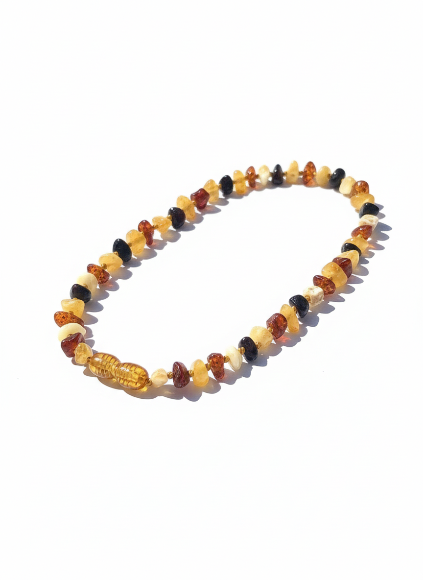 Amber Necklace for Kids - White Background