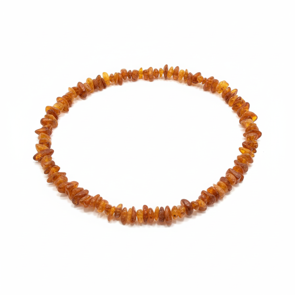 Raw Amber Healing Necklace - Honey - White Background
